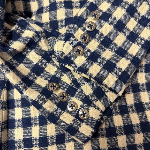 Vintage Navy White Check Wool Blazer – 70s Style - Picture 5 of 7